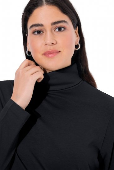 Ulla Popken Basic Long Sleeve Slim Fit Turtleneck Black - Hoodies & Sweatshirts - Kuschelige Sweatshirts & Strick