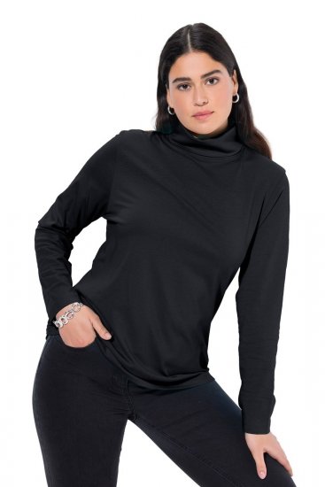 Ulla Popken Basic Long Sleeve Slim Fit Turtleneck Black - Hoodies & Sweatshirts - Kuschelige Sweatshirts & Strick