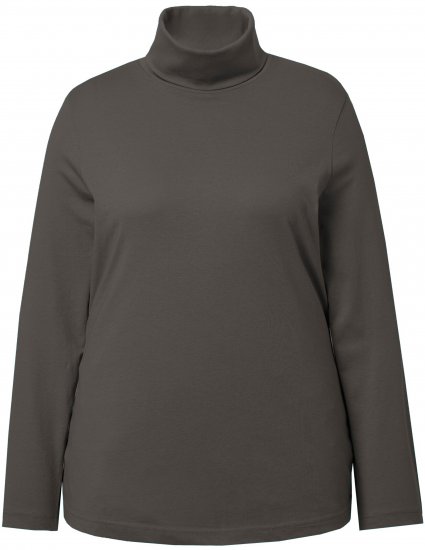 Ulla Popken Basic Long Sleeve Slim Fit Turtleneck Graphite Grey - Hoodies & Sweatshirts - Kuschelige Sweatshirts & Strick