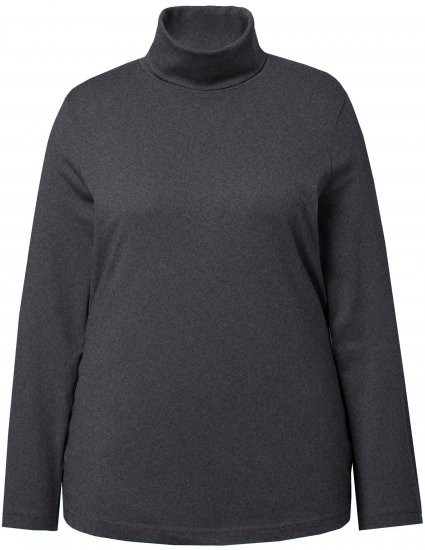 Ulla Popken Basic Long Sleeve Slim Fit Turtleneck Charcoal Grey Melange - Hoodies & Sweatshirts - 
