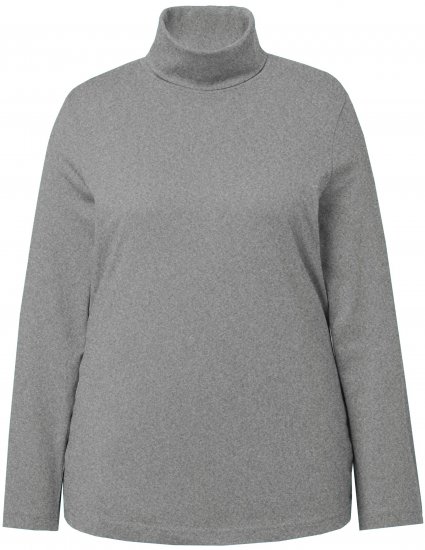 Ulla Popken Basic Long Sleeve Slim Fit Turtleneck Light Grey Melange - Hoodies & Sweatshirts - 