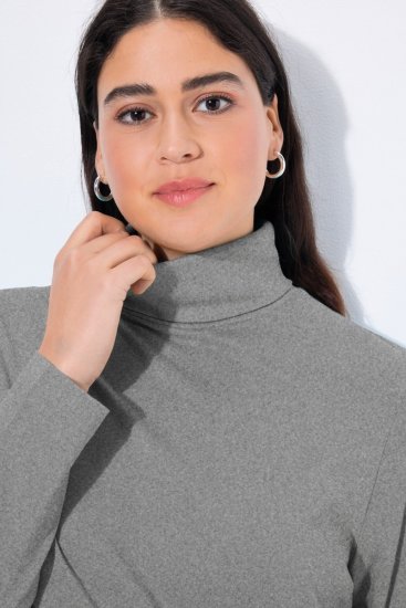 Ulla Popken Basic Long Sleeve Slim Fit Turtleneck Light Grey Melange - Hoodies & Sweatshirts - Kuschelige Sweatshirts & Strick