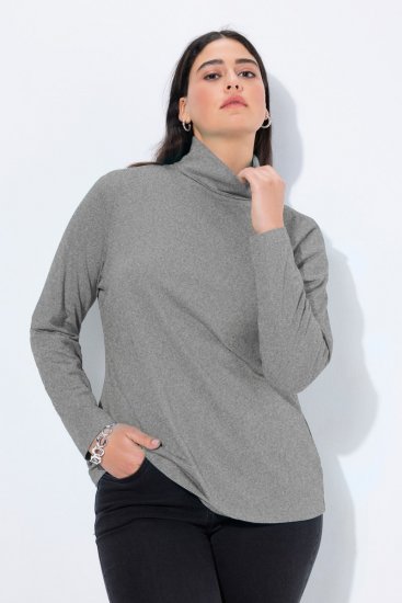 Ulla Popken Basic Long Sleeve Slim Fit Turtleneck Light Grey Melange - Hoodies & Sweatshirts - Kuschelige Sweatshirts & Strick