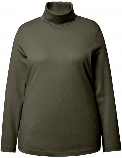 Ulla Popken Basic Long Sleeve Slim Fit Turtleneck Olive - Hoodies & Sweatshirts - 