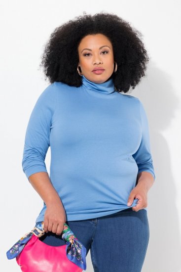 Ulla Popken Basic Long Sleeve Slim Fit Turtleneck Light Cornflower - Hoodies & Sweatshirts - Kuschelige Sweatshirts & Strick