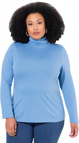 Ulla Popken Basic Long Sleeve Slim Fit Turtleneck Light Cornflower - Hoodies & Sweatshirts - Kuschelige Sweatshirts & Strick