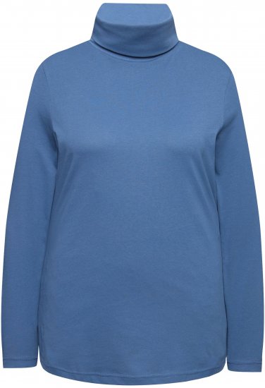 Ulla Popken Basic Long Sleeve Slim Fit Turtleneck Ink Blue - Hoodies & Sweatshirts - 