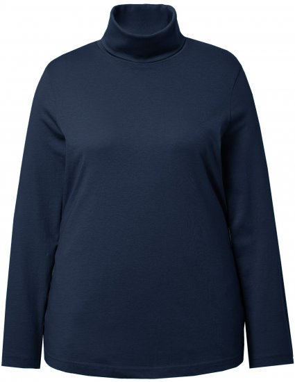 Ulla Popken Basic Long Sleeve Slim Fit Turtleneck Navy Blue - Hoodies & Sweatshirts - 