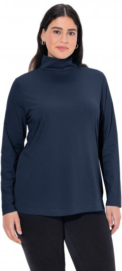 Ulla Popken Basic Long Sleeve Slim Fit Turtleneck Navy Blue - Hoodies & Sweatshirts - 