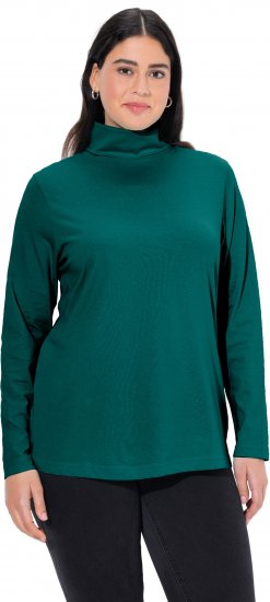 Ulla Popken Basic Long Sleeve Slim Fit Turtleneck Teal Green - Hoodies & Sweatshirts - Kuschelige Sweatshirts & Strick