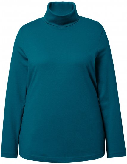 Ulla Popken Basic Long Sleeve Slim Fit Turtleneck Cerulean - Hoodies & Sweatshirts - 
