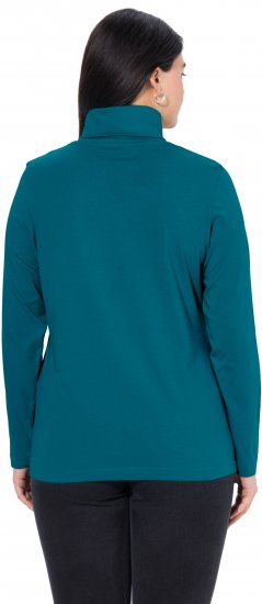Ulla Popken Basic Long Sleeve Slim Fit Turtleneck Cerulean - Hoodies & Sweatshirts - 