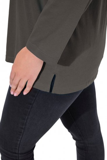 Ulla Popken Back To Basics V-Neck Relaxed Fit Cotton Tee Graphite Grey - T-Shirts - T-Shirts für Damen