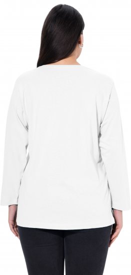 Ulla Popken Back To Basics V-Neck Relaxed Fit Cotton Tee Snow White - T-Shirts - T-Shirts für Damen