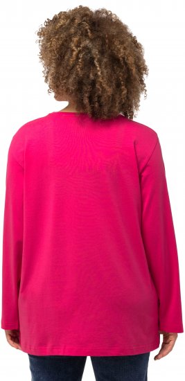 Ulla Popken Back To Basics V-Neck Relaxed Fit Cotton Tee Magenta Pink - T-Shirts - T-Shirts für Damen