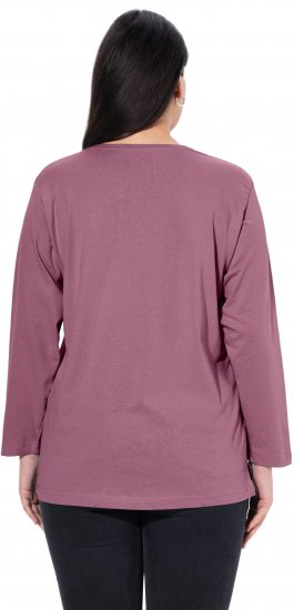 Ulla Popken Back To Basics V-Neck Relaxed Fit Cotton Tee Dark Rose - T-Shirts - T-Shirts für Damen