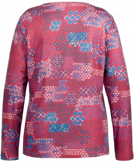Ulla Popken Graphic Print Recycled Polyester Quick Dry Stretch Top Salsa Red - Bedruckte T-shirts für herren - 