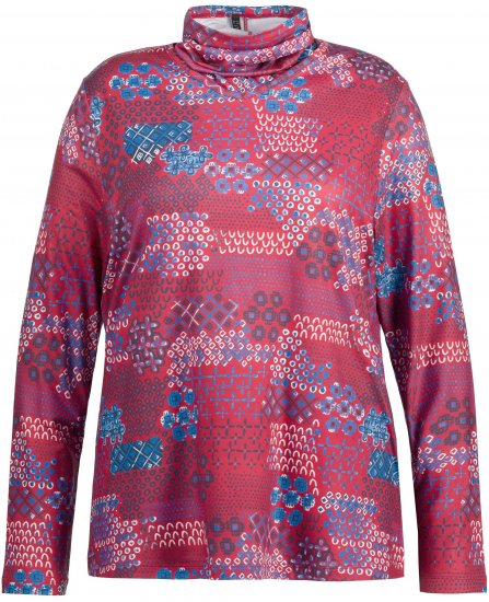 Ulla Popken Graphic Print Recycled Polyester Quick Dry Stretch Top Salsa Red - Bedruckte T-shirts für herren - 