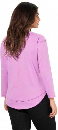 Ulla Popken Layered Look Memories Embroidered Long Sleeve Tee Amethyst - Bedruckte T-shirts für herren - 