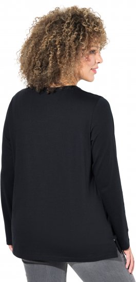 Ulla Popken Metallic Graphic Holiday Tee Black - Bedruckte T-shirts für herren - Bedruckte Damen-T-Shirts