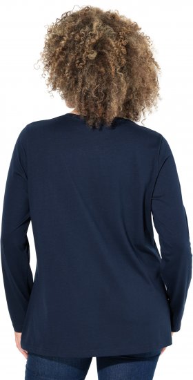 Ulla Popken Metallic Graphic Holiday Tee Navy - Bedruckte T-shirts für herren - Bedruckte Damen-T-Shirts