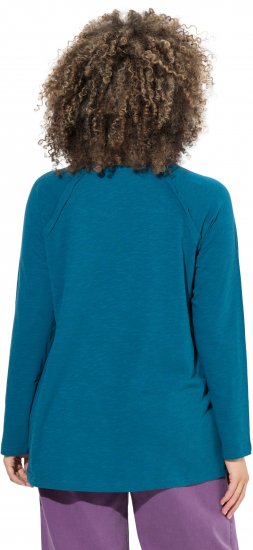 Ulla Popken Inverted Seam Long Sleeve Graphic Tee Teal - Bedruckte T-shirts für herren - 