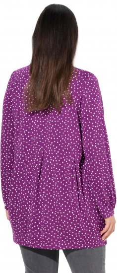 Ulla Popken Pleated Confetti Print Long Sleeve Tee Light Plum - Bedruckte T-shirts für herren - 