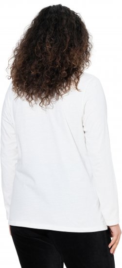 Ulla Popken Motivational Graphic Long Sleeve Tee Off-White - Bedruckte T-shirts für herren - 