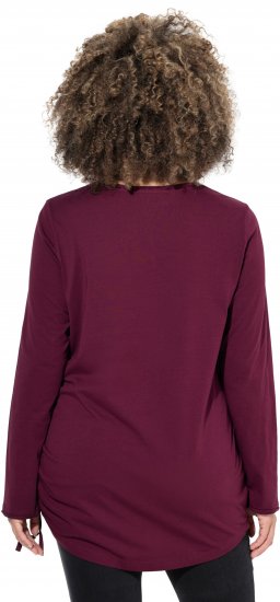 Ulla Popken Your Story Sequined Long Sleeve Tunic Tee Dark Ruby - Bedruckte T-shirts für herren - 