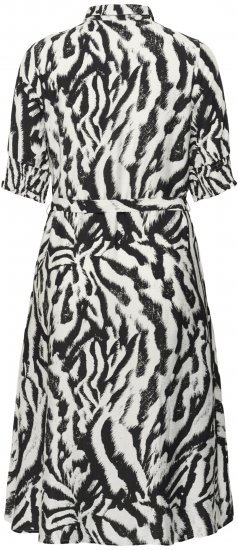 Kaffe Curve Alia Shirt Dress Black Chalk Animal - Midikleider - 