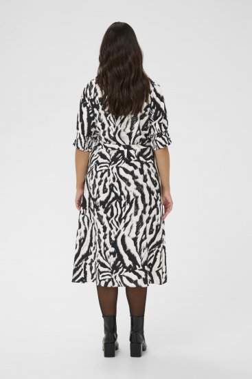 Kaffe Curve Alia Shirt Dress Black Chalk Animal - Midikleider - 