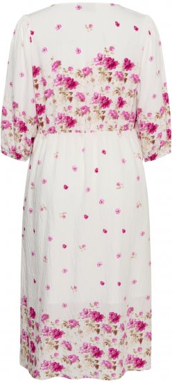 Kaffe Curve Rosa Midi Dress White Rose Border Flower - Kleider - Kleider für alle Größen
