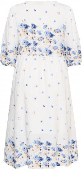 Kaffe Curve Rosa Midi Dress Blue Tones Border Flower - Kleider - 