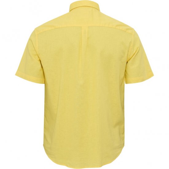 North Latitude Shirt Linen Cotton Short Sleeve Yellow - Herrenhemden - Herrenhemden in großen Größen
