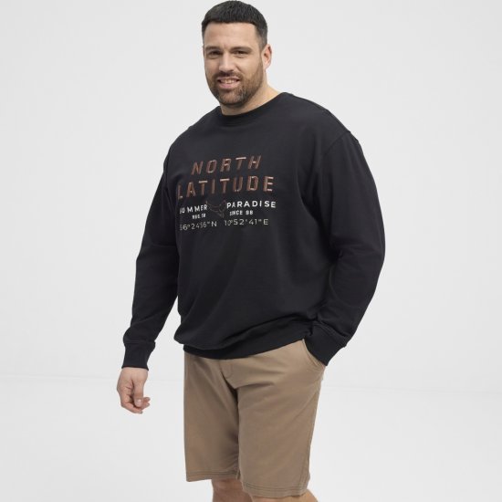 North Latitude Sweatshirt Black TALL - HERRENBEKLEIDUNG MT-6XLT - Langgrößen für Herren