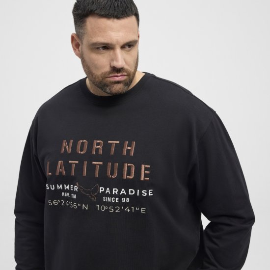 North Latitude Sweatshirt Black TALL - HERRENBEKLEIDUNG MT-6XLT - Langgrößen für Herren