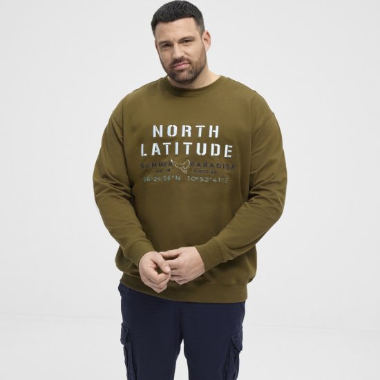 North Latitude Sweatshirt Army Green TALL - HERRENBEKLEIDUNG MT-6XLT - Langgrößen für Herren