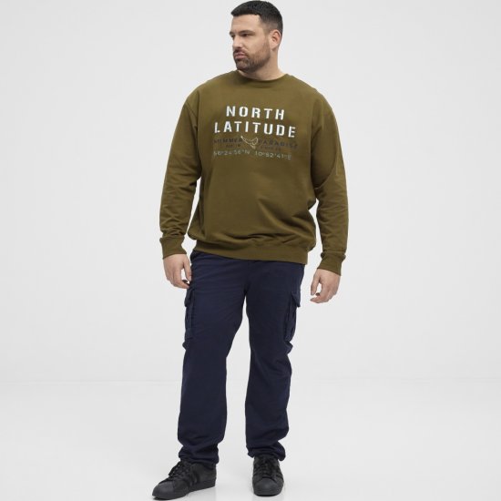 North Latitude Sweatshirt Army Green TALL - HERRENBEKLEIDUNG MT-6XLT - Langgrößen für Herren