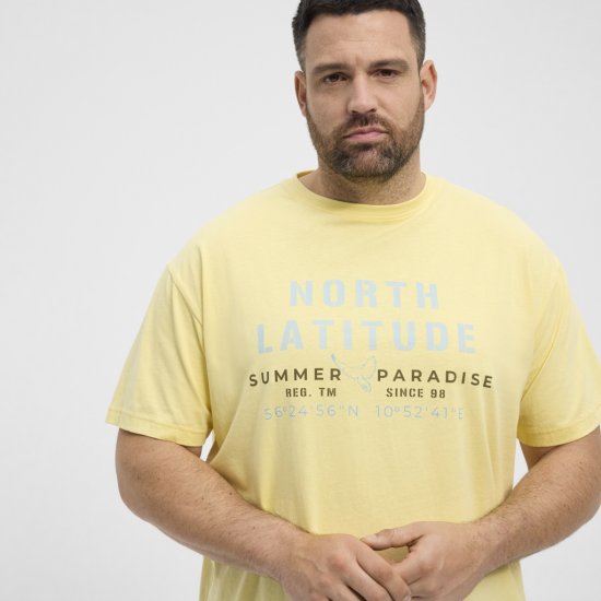 North Latitude T-Shirt Printed Short Sleeve Yellow - Herren-T-shirts - Herren-T-Shirts in großen Größen