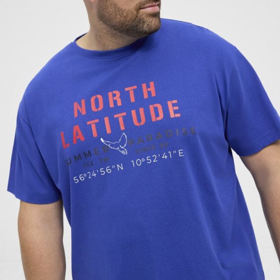 North Latitude T-shirt Printed Short Sleeve Blue - Herren-T-shirts - Herren-T-Shirts in großen Größen