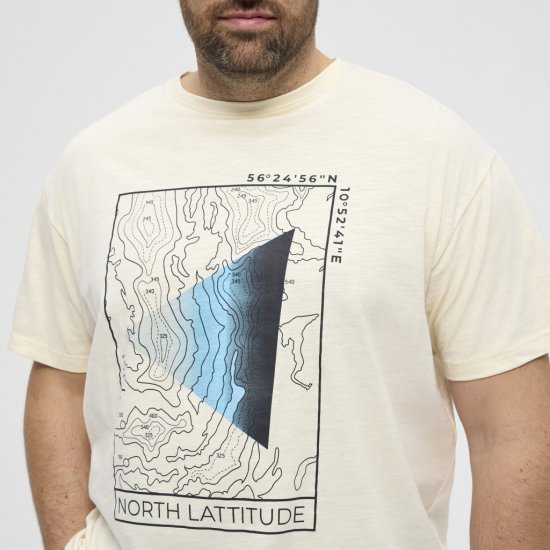 North Latitude T-shirt Printed Short Sleeve Off-White - Herren-T-shirts - Herren-T-Shirts in großen Größen