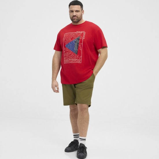 North Latitude T-Shirt Printed Short Sleeve Red - Herren-T-shirts - Herren-T-Shirts in großen Größen