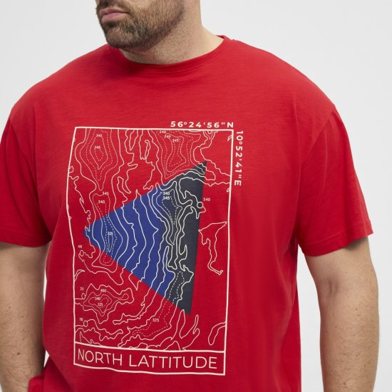 North Latitude T-Shirt Printed Short Sleeve Red - Herren-T-shirts - Herren-T-Shirts in großen Größen