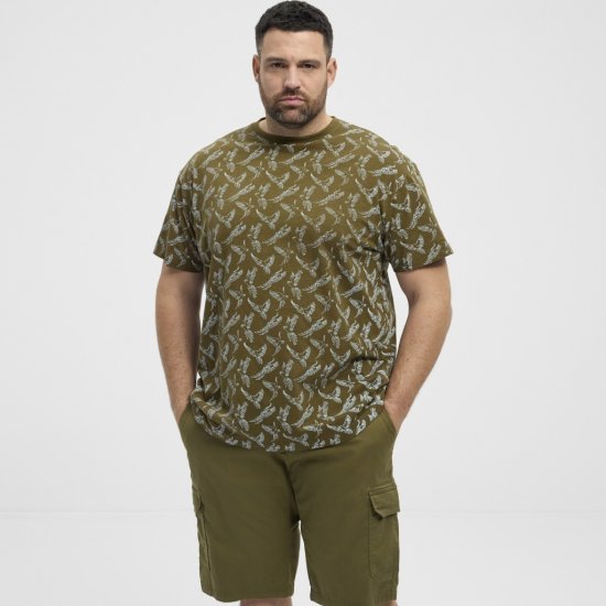 North Latitude T-shirt Allover Printed Green - Herren-T-shirts - Herren-T-Shirts in großen Größen