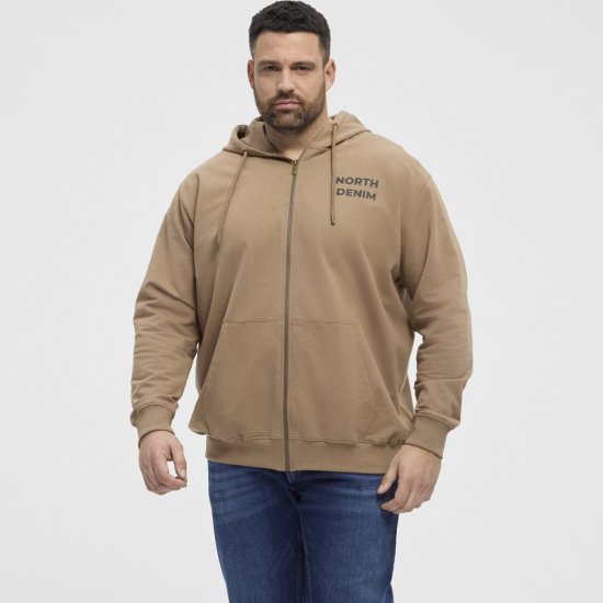 North Latitude Hoodie with Zipper Dark Sand TALL - TALL sweatshirts - 