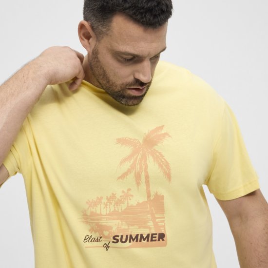 North Latitude T-Shirt Printed Yellow - Herren-T-shirts - Herren-T-Shirts in großen Größen