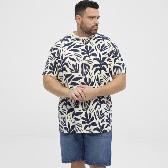 North Latitude T-shirt Allover Printed Navy - Herren-T-shirts - Herren-T-Shirts in großen Größen