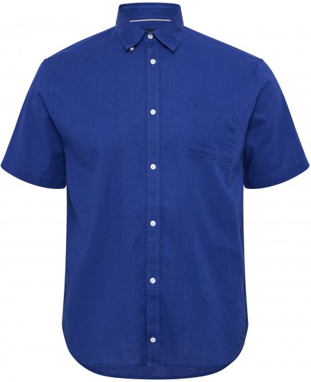 North Latitude Shirt Linen Cotton Short Sleeve Blue - Herrenhemden in großen Größen - Herrenhemden in großen Größen