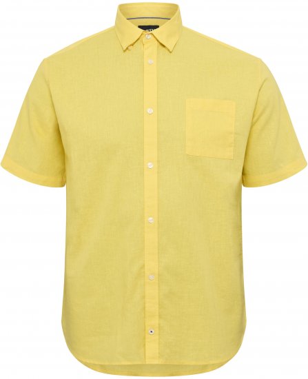 North Latitude Shirt Linen Cotton Short Sleeve TALL Yellow - HERRENBEKLEIDUNG MT-6XLT - Langgrößen für Herren