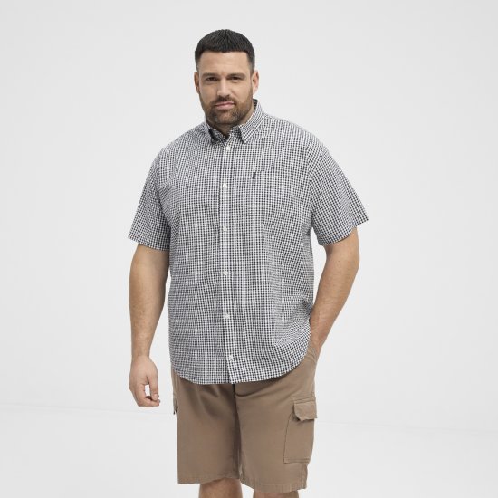 North Latitude Shirt Short Sleeve Checked Grey - Herrenhemden - Herrenhemden in großen Größen